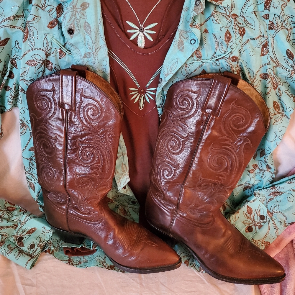 Tony Lama Brown Leather Cowgirl boots
